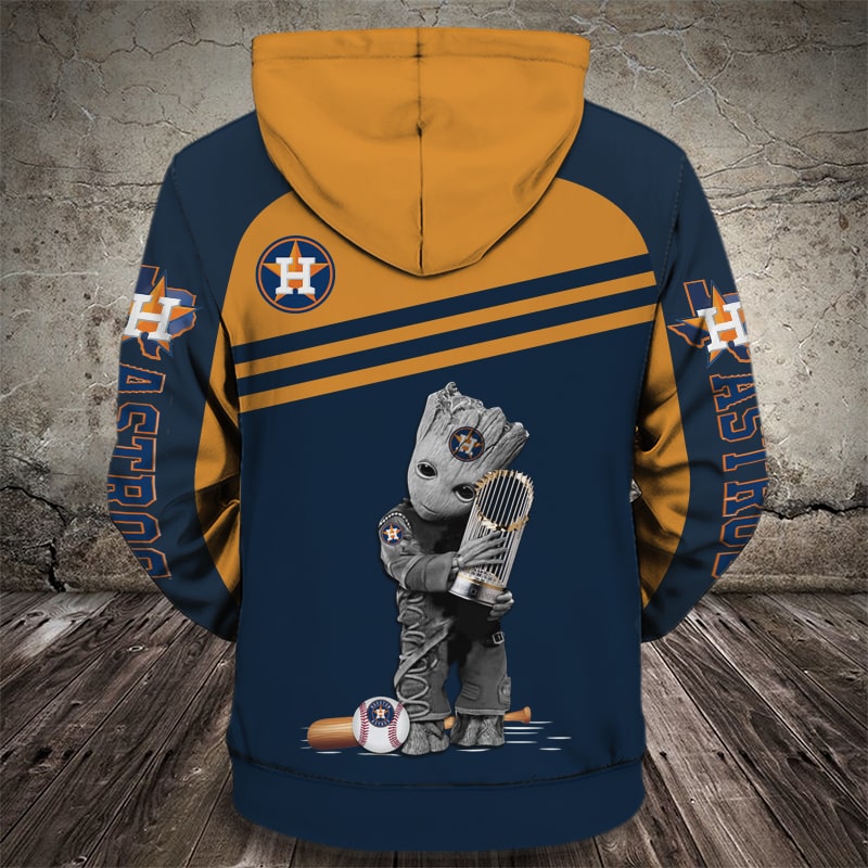 Groot hold houston astros all over printed hoodie - back