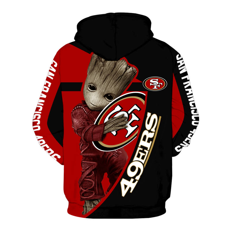 Groot hug san francisco 49ers nfl full printing hoodie - back