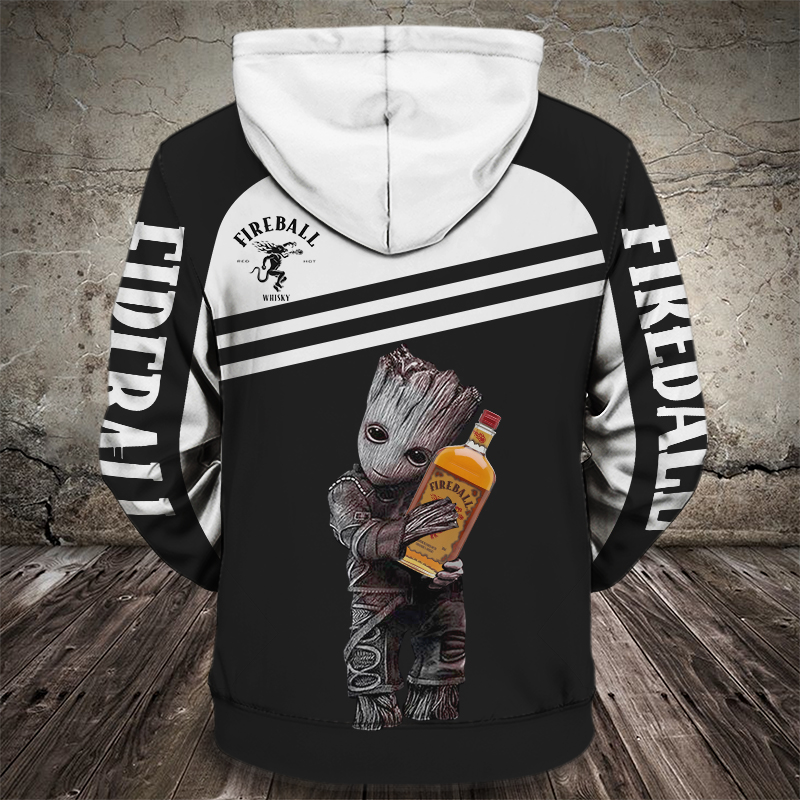 Groot hugs fireball whisky full printing hoodie - back