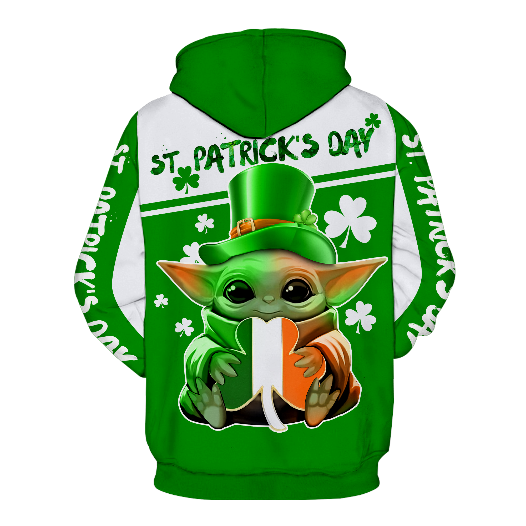 Irish Saint Patrick’s Day Baby Yoda All Over Print hoodie back