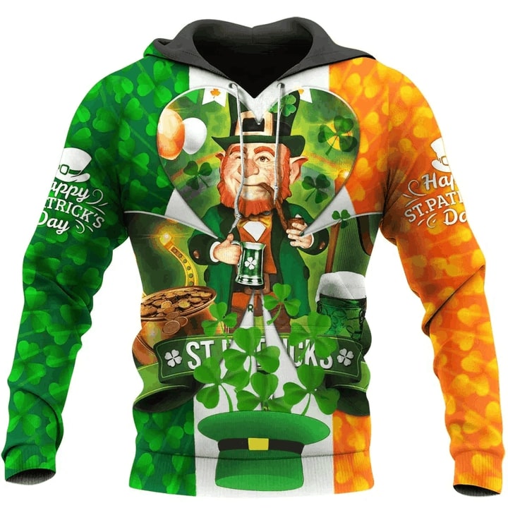 Irish flag leprechaun saint patrick's day full printing shirt