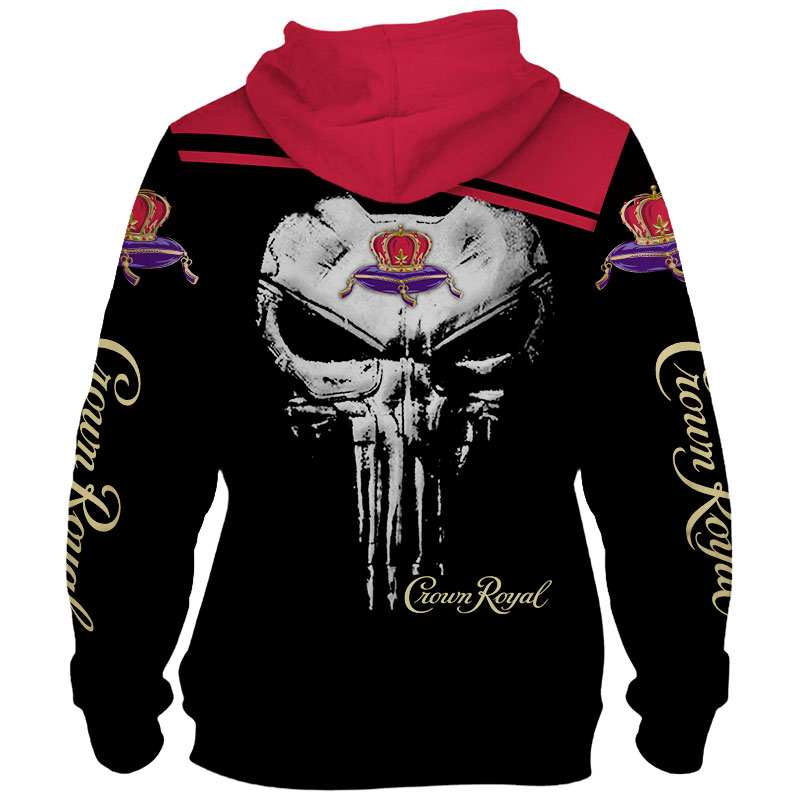 Punisher Skull Crown Royal 3D Hoodie back