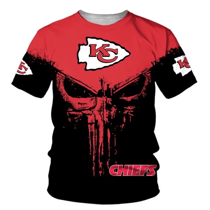 Punisher Skull Kansas City Chiefs 3D Full Printing T-shirt and Hoodie – Teasearch3D 140220