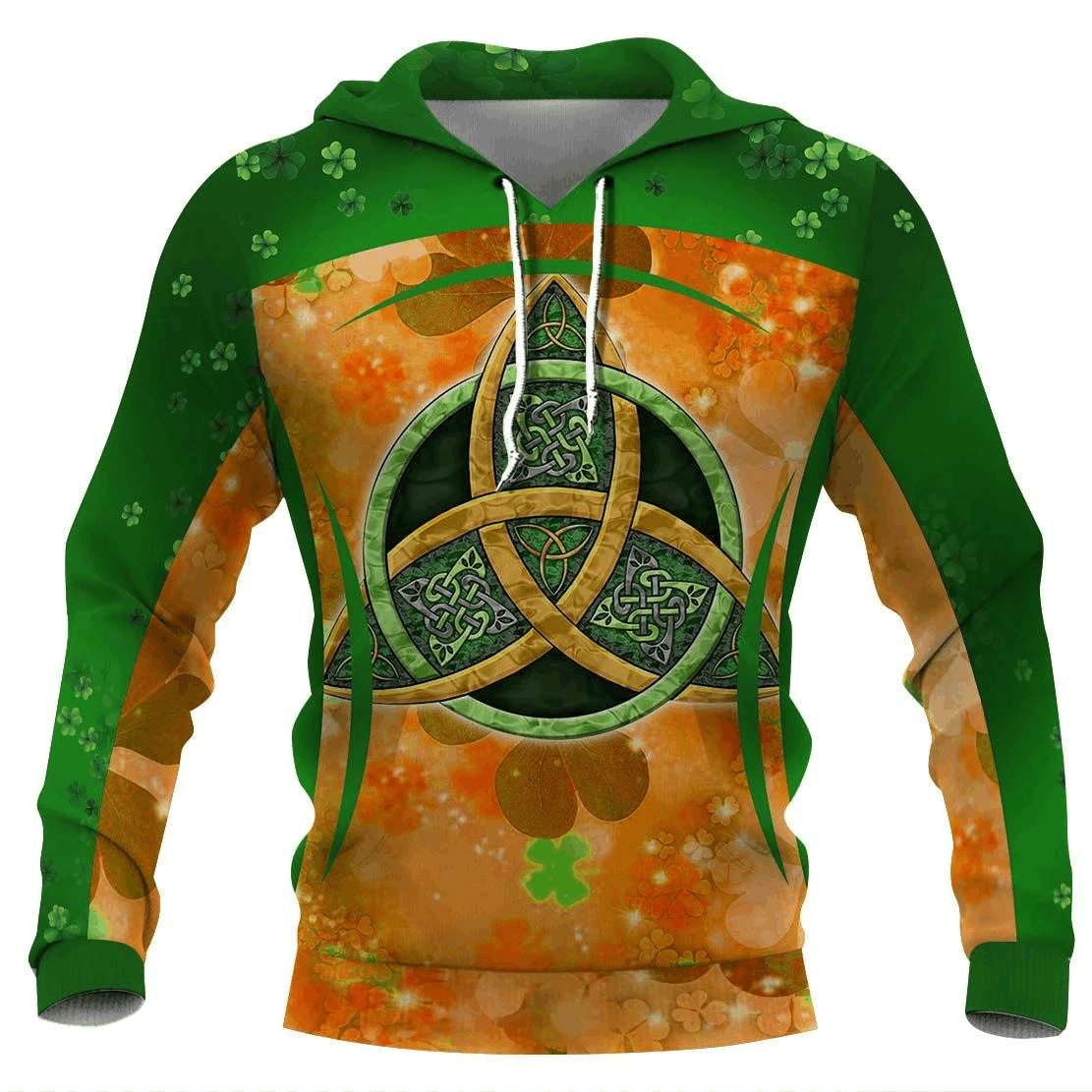 Saint patrick's day celtic symbols all over print hoodie