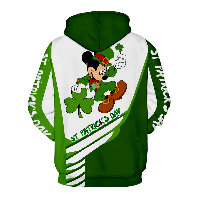 Saint patricks day mickey mouse full printing hoodie - back