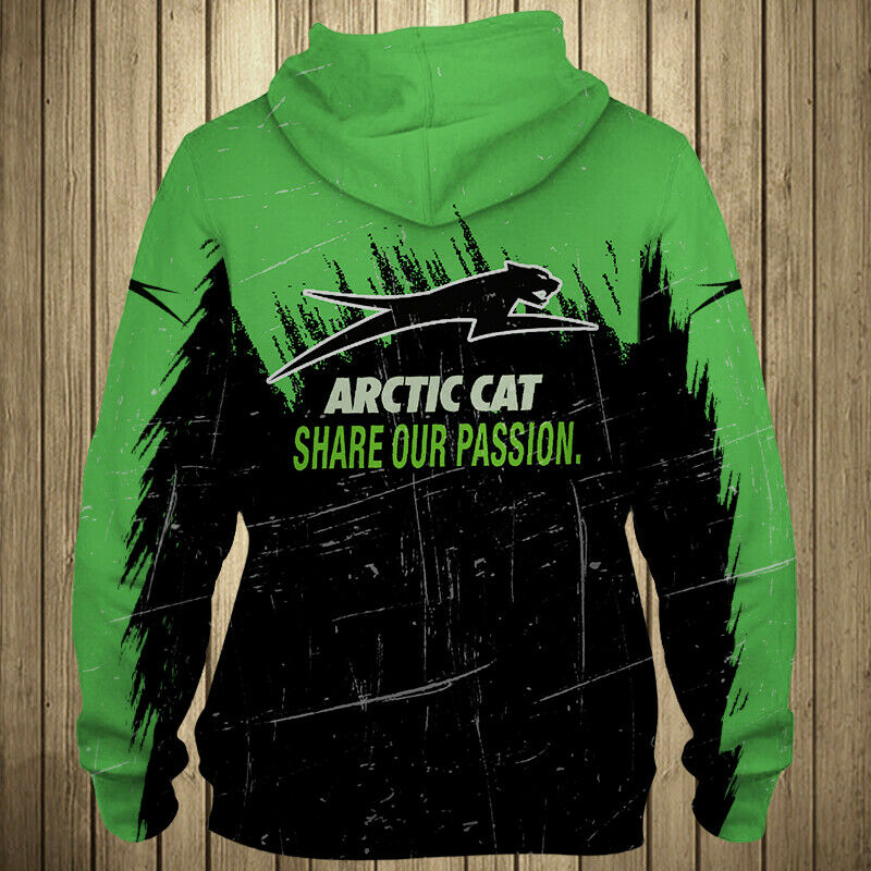Skull arctic cat all over printed hoodie - back