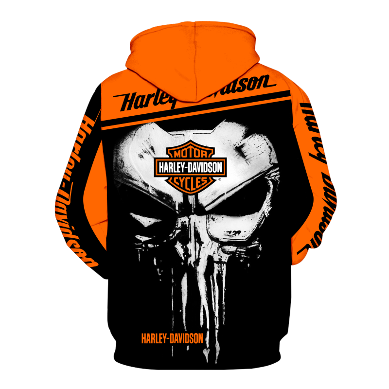 Skull harley davidson all over printed hoodie - back