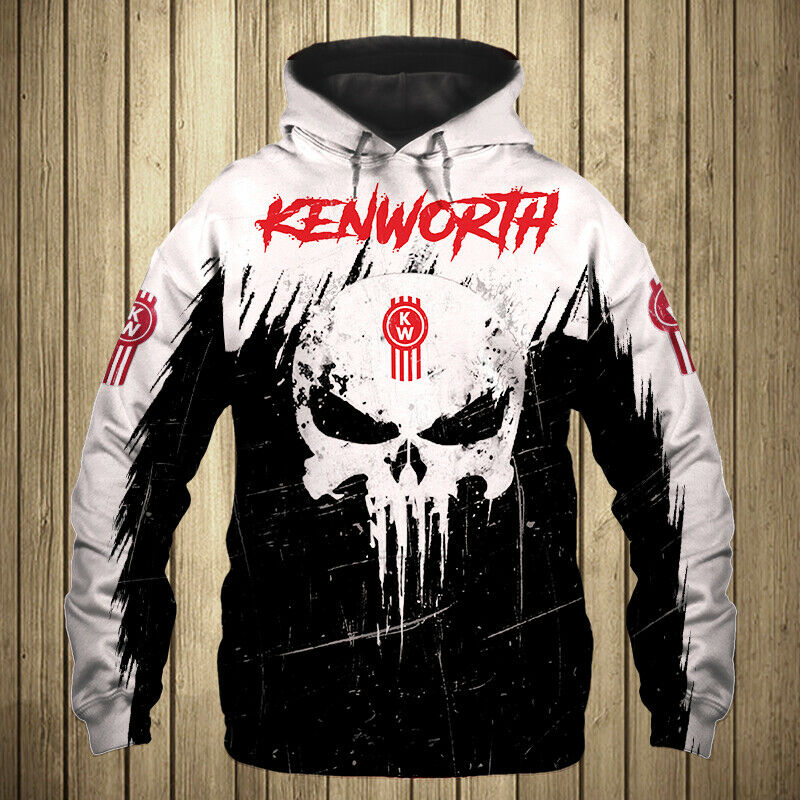 Skull kenworth trucks full printing hoodie