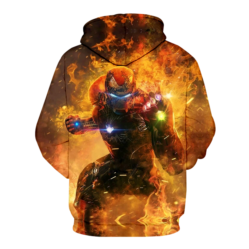 The avengers iron man full printing hoodie - back