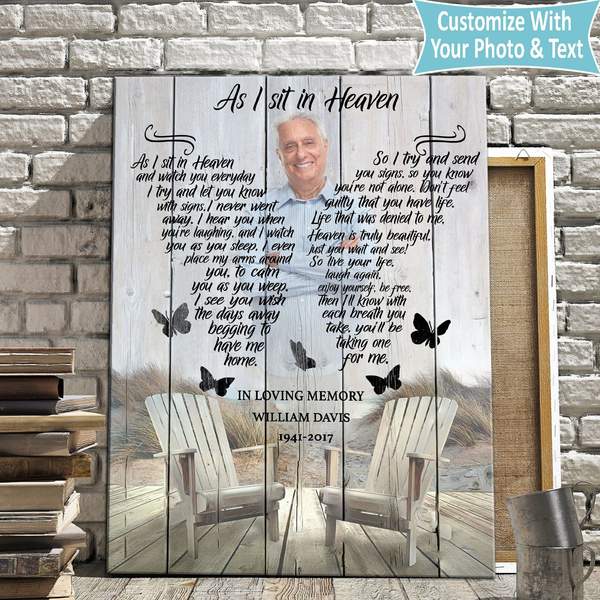 As I sit in heaven memorial – personalized canvas