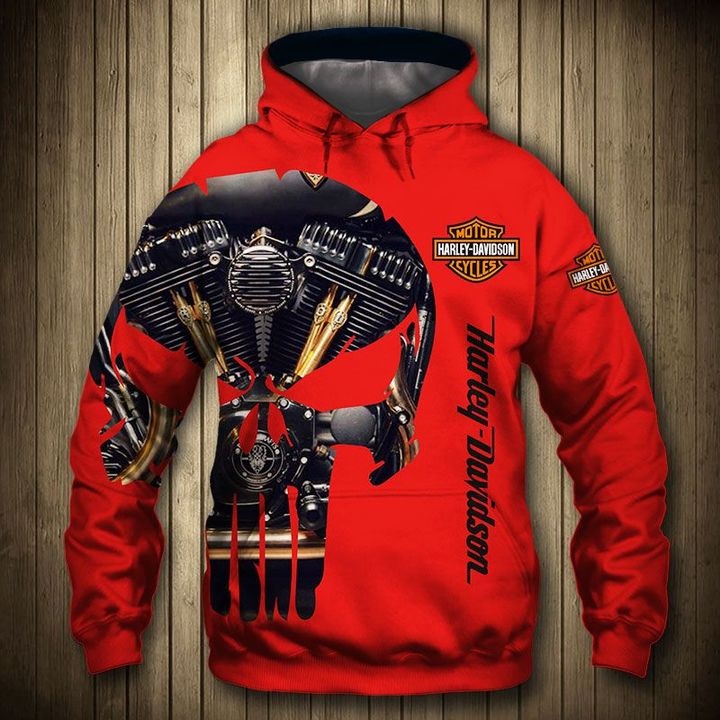 Harley Davison Punisher Skull Red 3D hoodie, shirt and sweatshirt – Saleoff 04032010