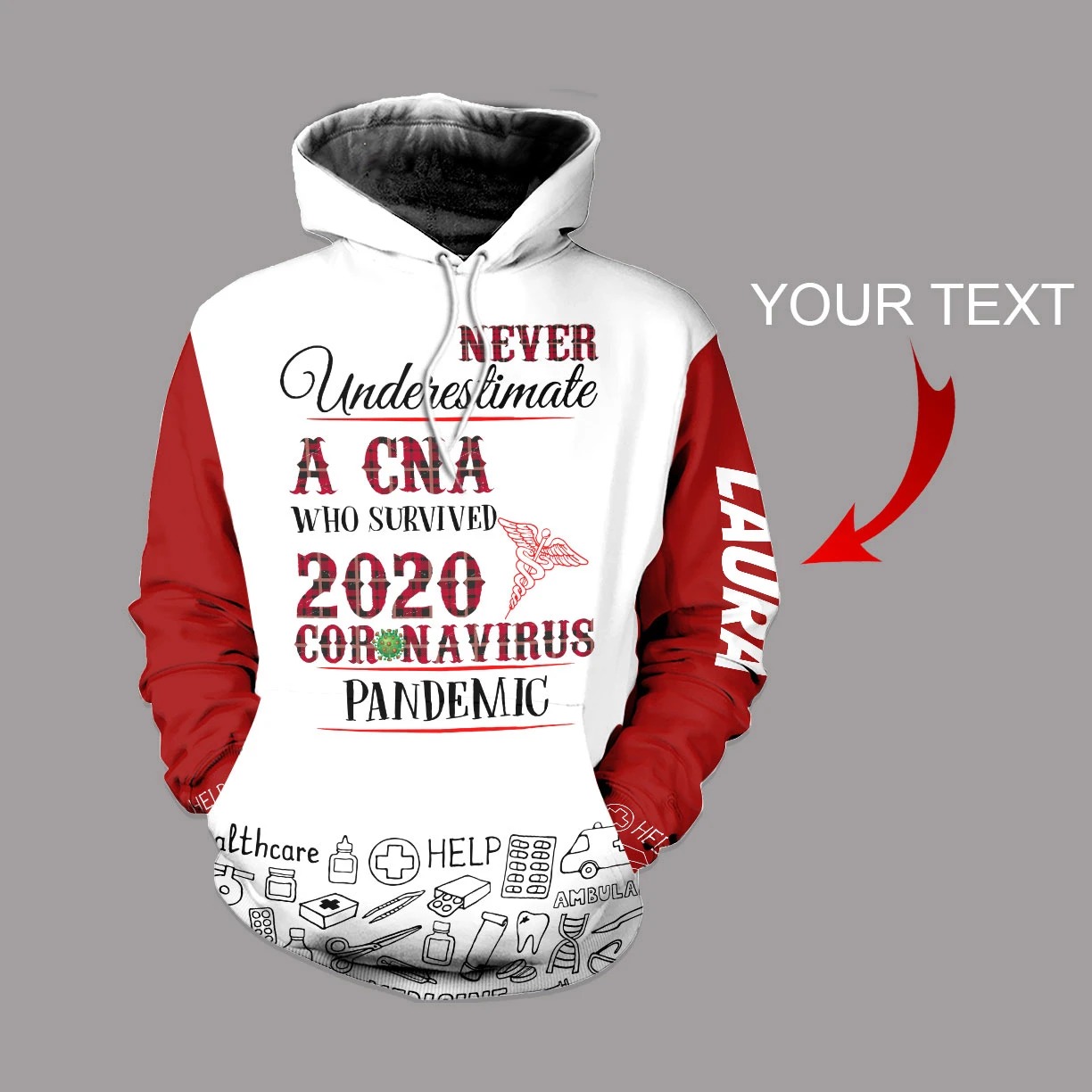 Personalized Never Underestimate A CNA Coronavirus Custom Name 3d hoodie