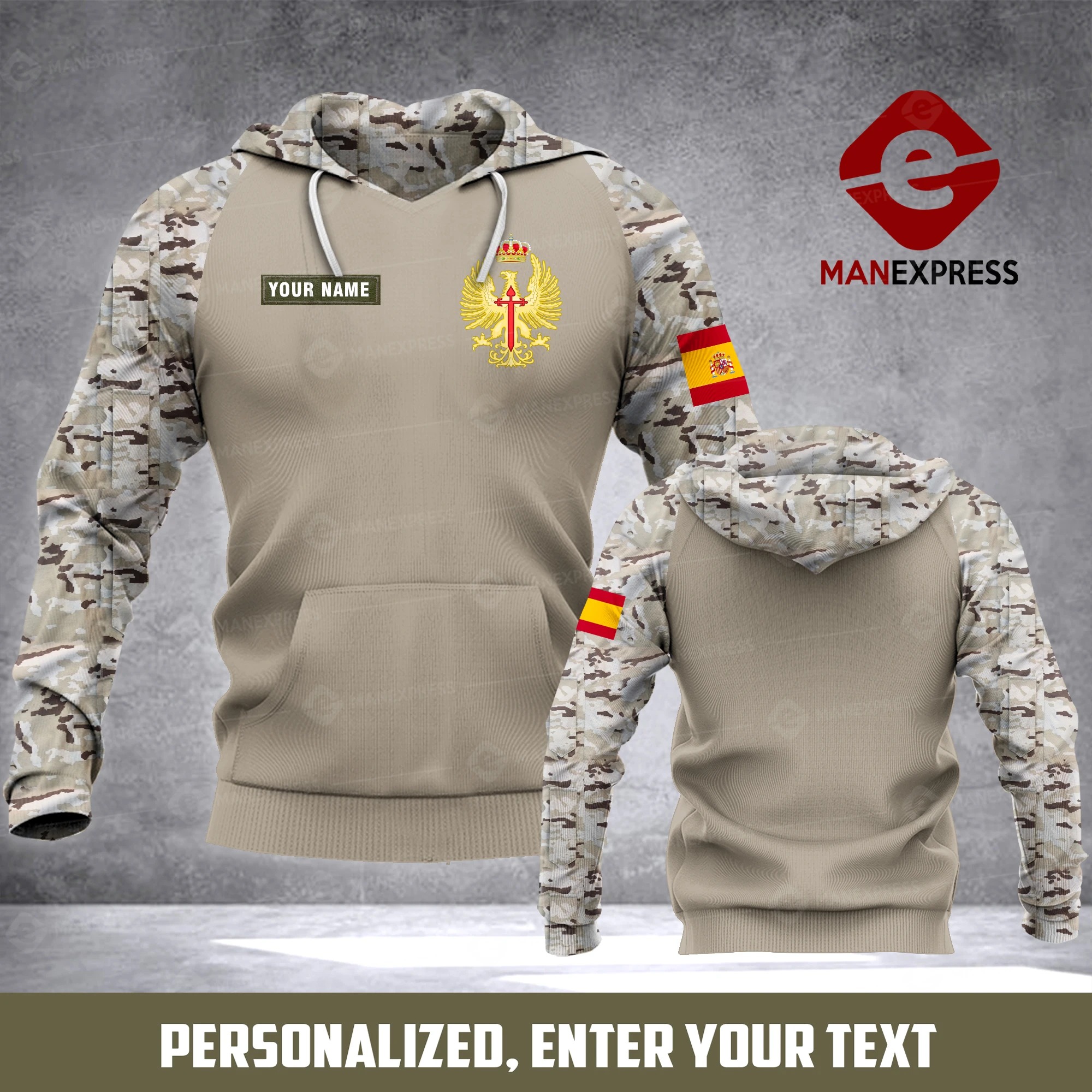 Army Spanish Customize Custom Name 3d hoodie