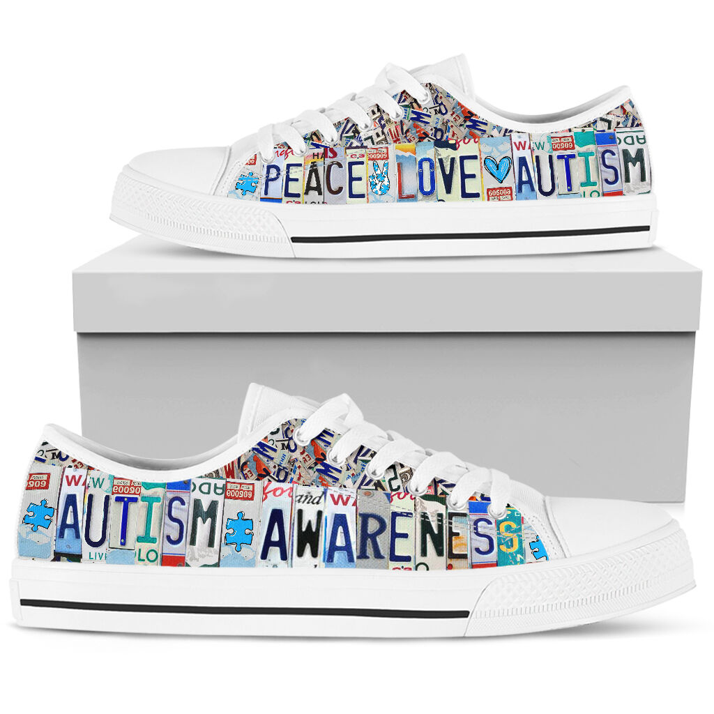 Autism Awareness Peace Love Autism Low Top Shoes
