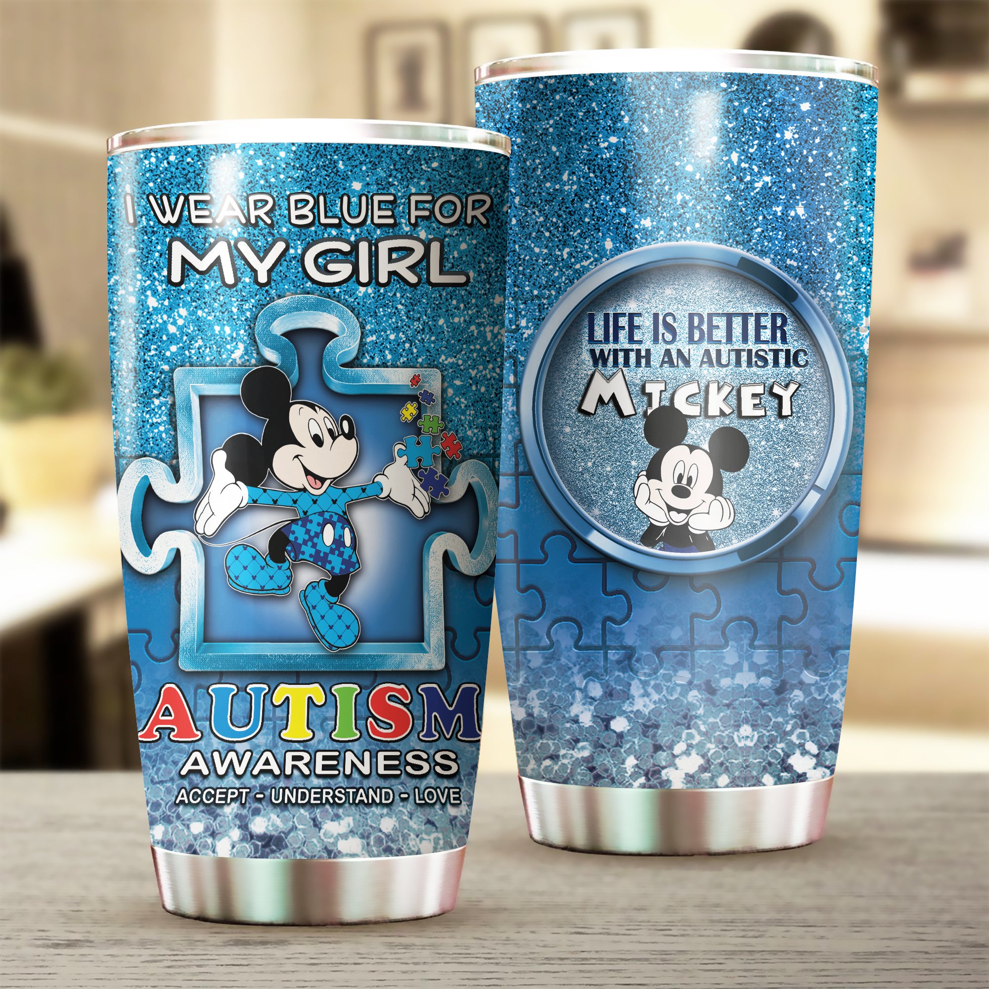 Autism Mickey I Wear Blue For My Girl Stainless Steel Tumbler – Hothot 200320