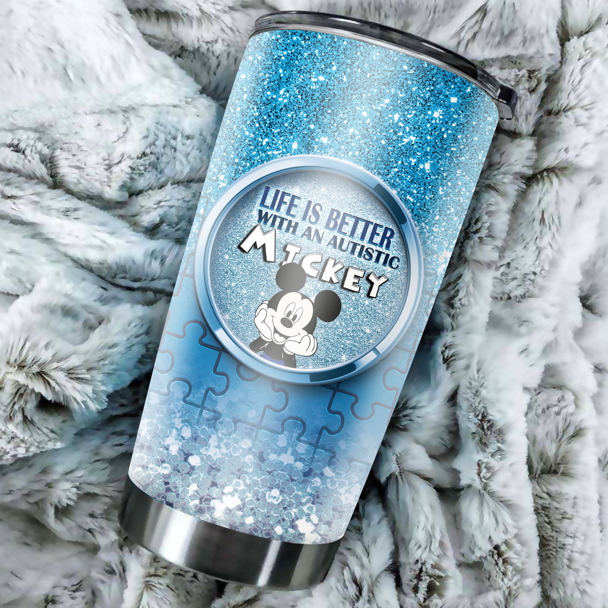 Autism Mickey I Wear Blue For My Girl Stainless Steel Tumbler2