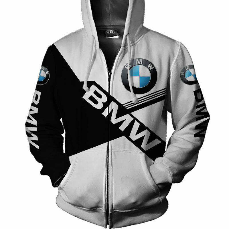 BMW car all over printed zip hoodie