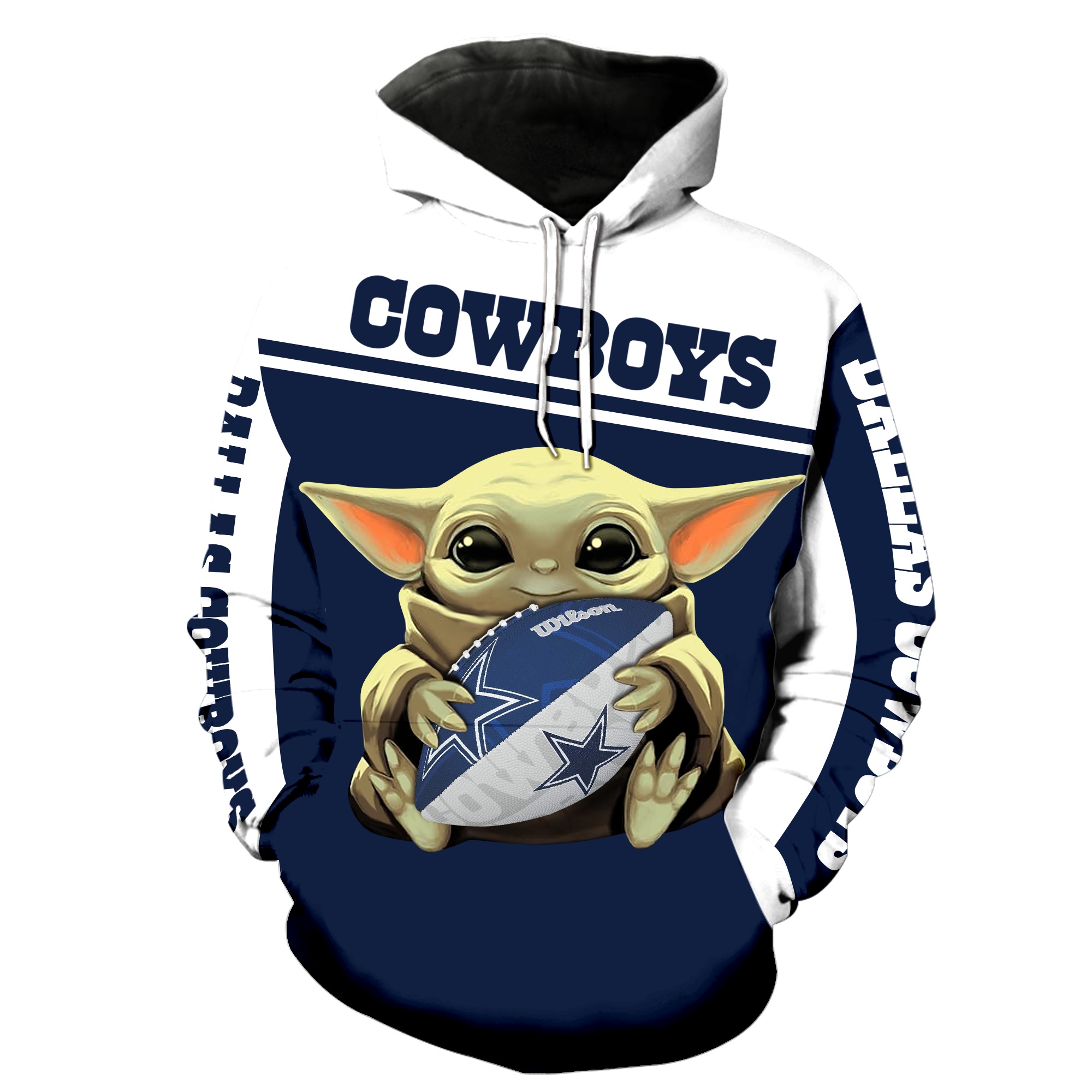 Baby Yoda Hug Dallas Cowboys All Over Print 3D Hoodie