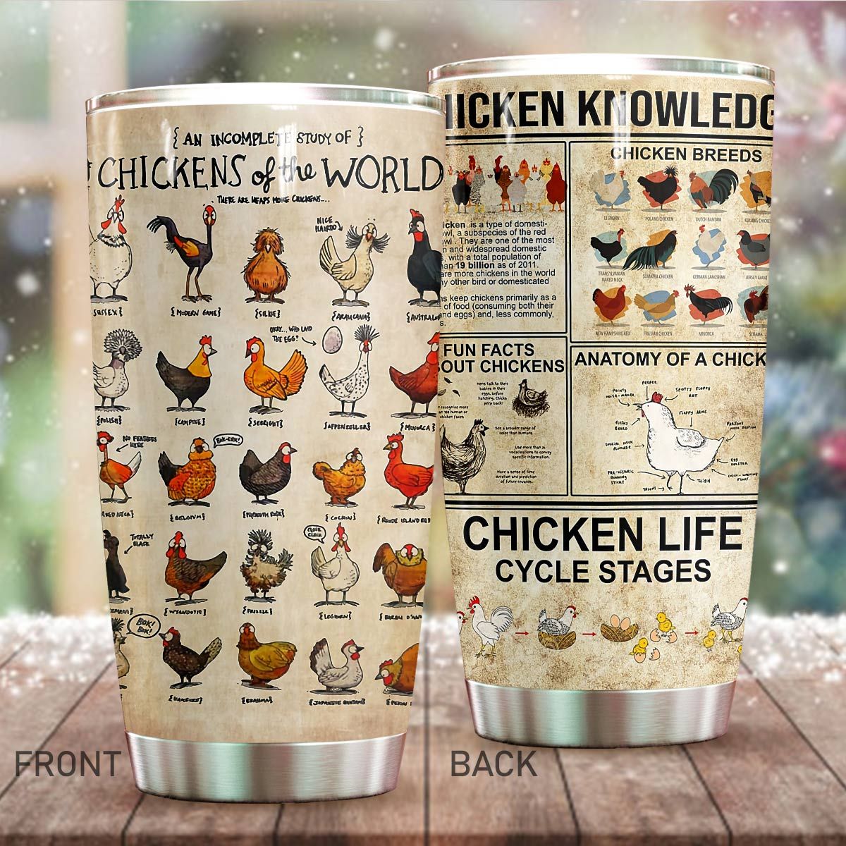 Chicken knowledge full over print tumbler – maria
