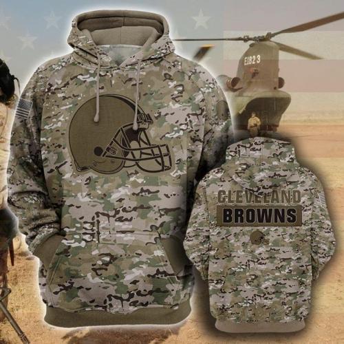 Cleveland browns camo full printing hoodie