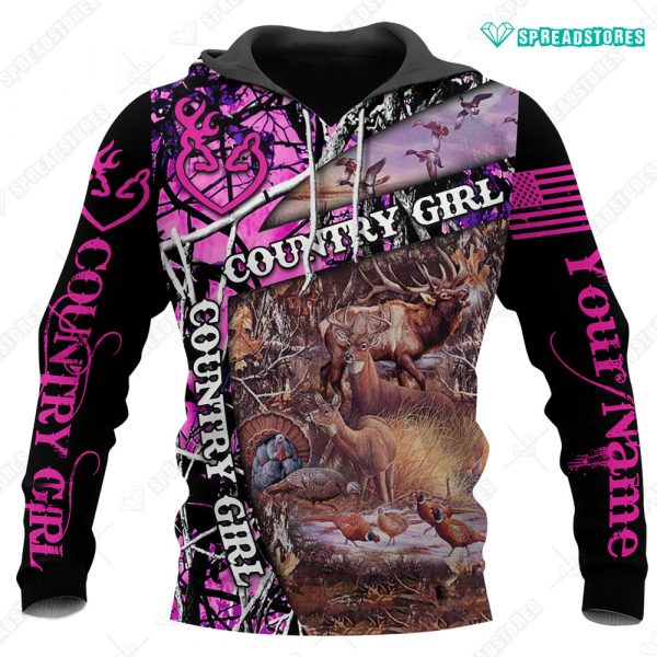 Country Girl Deer Hunter Custom Name Personalize 3d hoodie and zip hoodie – hothot 250320