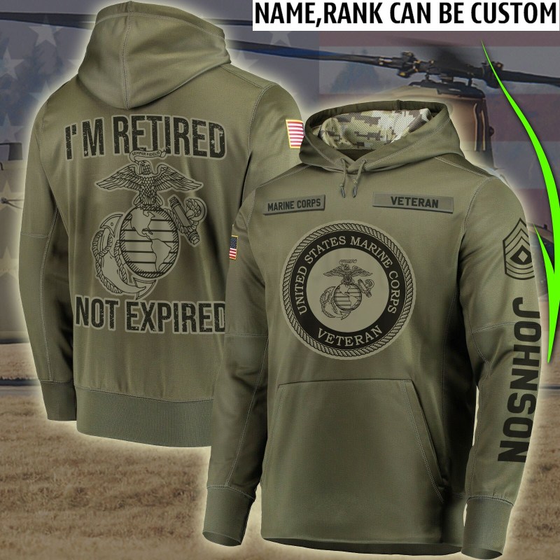 Custom I’m retired not expired us marine corps veteran all over print 3D shirt – maria