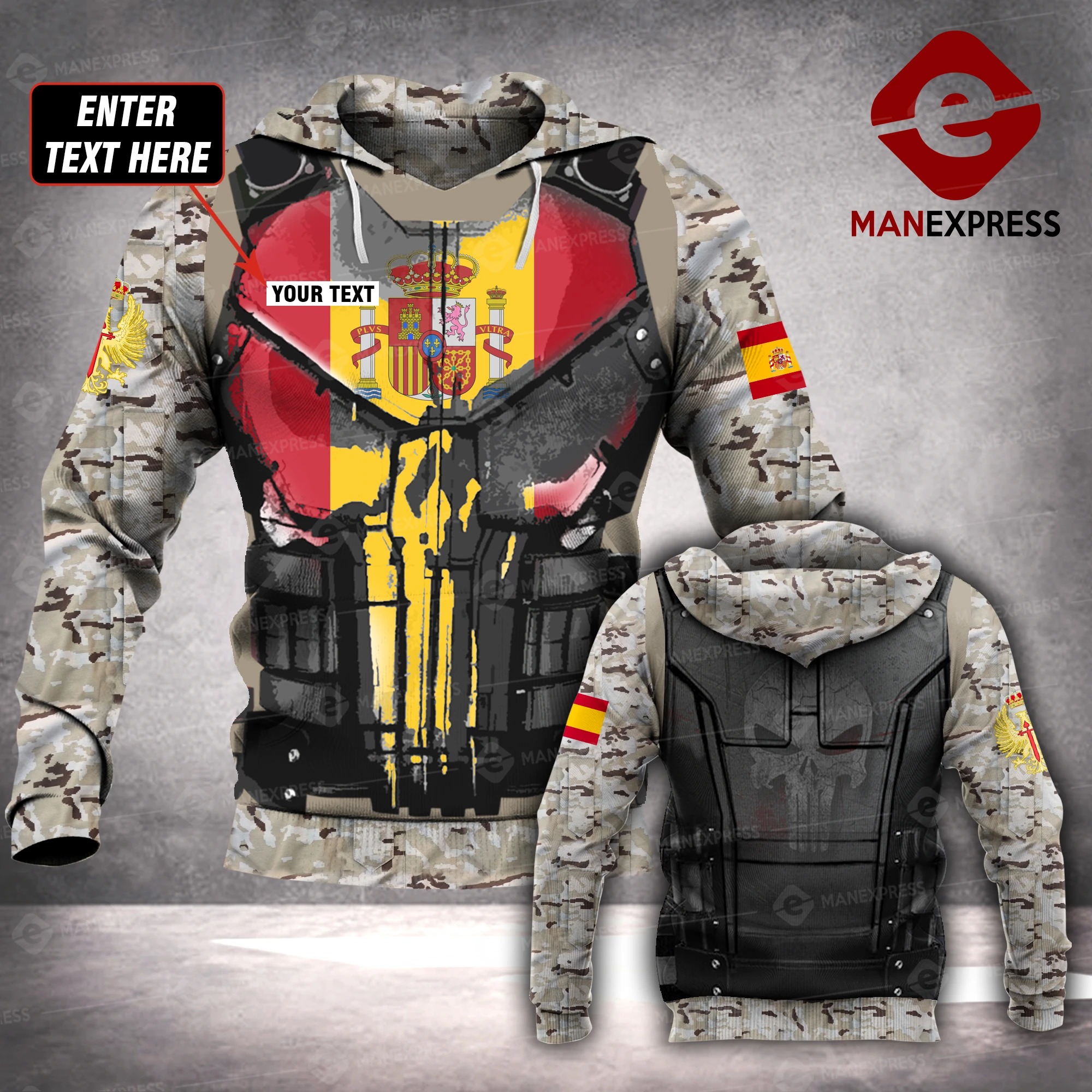 Customize Custom Name Spanish Army Punisher 3d All Over Print hoodie – Hothot 190320