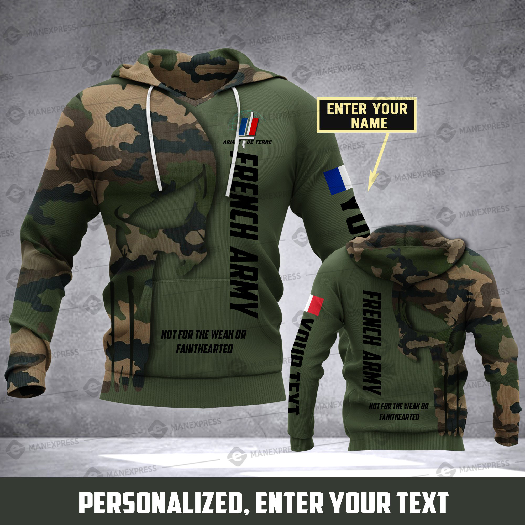 Customize French Army Punisher Skull Camo 3D All Over Print Hoodie