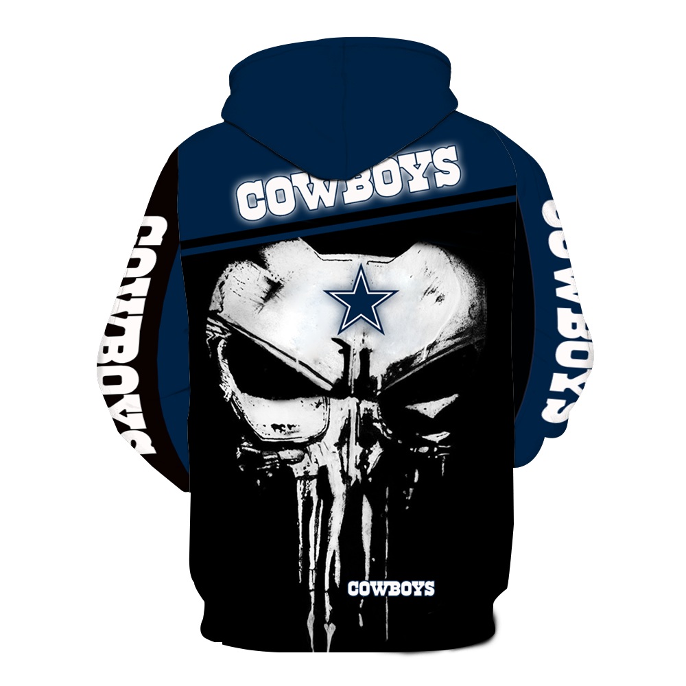 Dallas Cowboys Punisher Skull All Over Print 3D Hoodie back