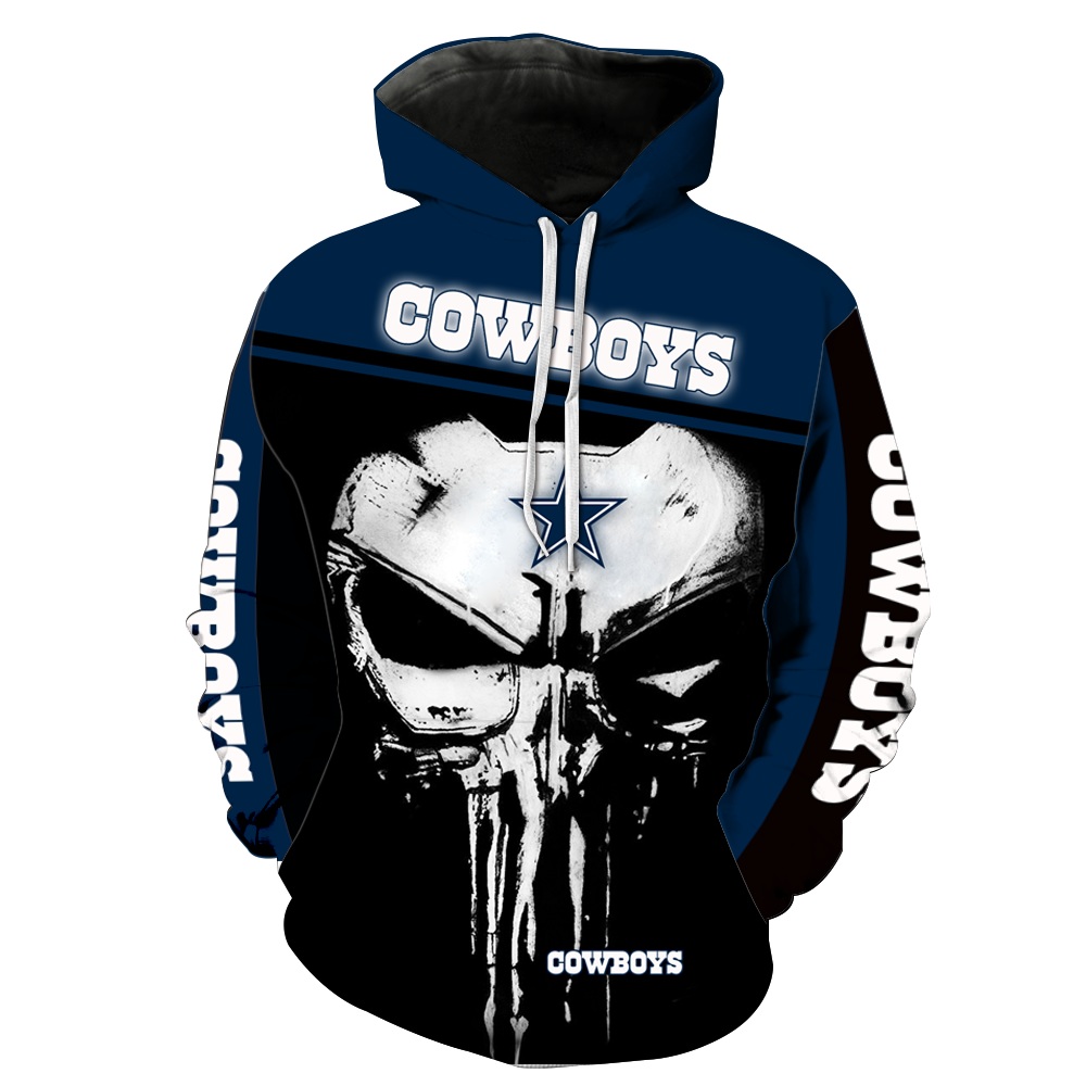 Dallas Cowboys Punisher Skull All Over Print 3D Hoodie
