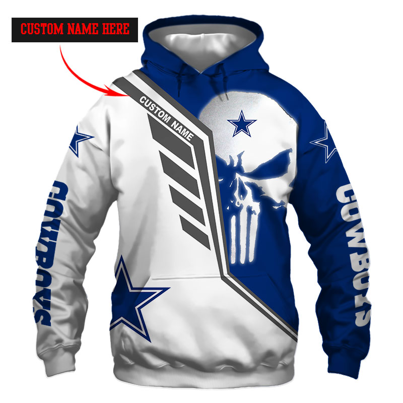 Dallas Cowboys Punisher Skull Personalized Custom Name 3d Full Print hoodie, shirt and long sleeved shirt