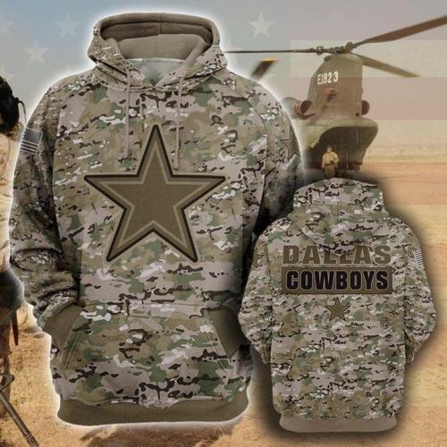 Dallas cowboys camo full printing hoodie