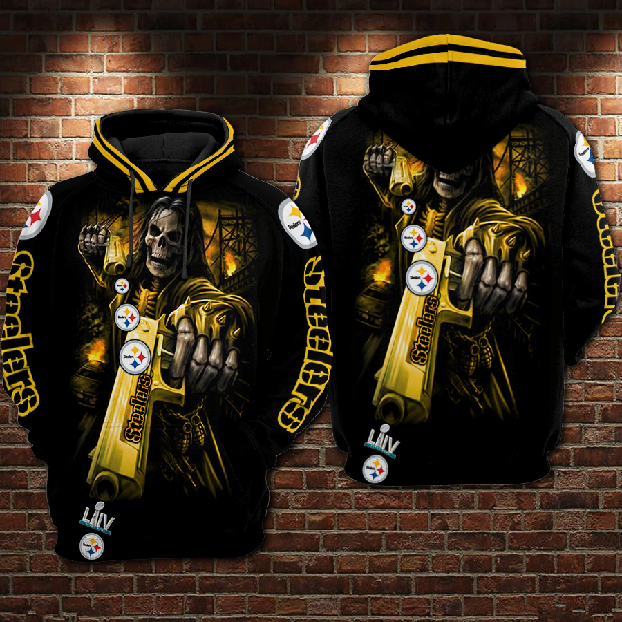 Death Skull Gun Pittsburgh Steelers Super Bowl 2020 3D hoodie