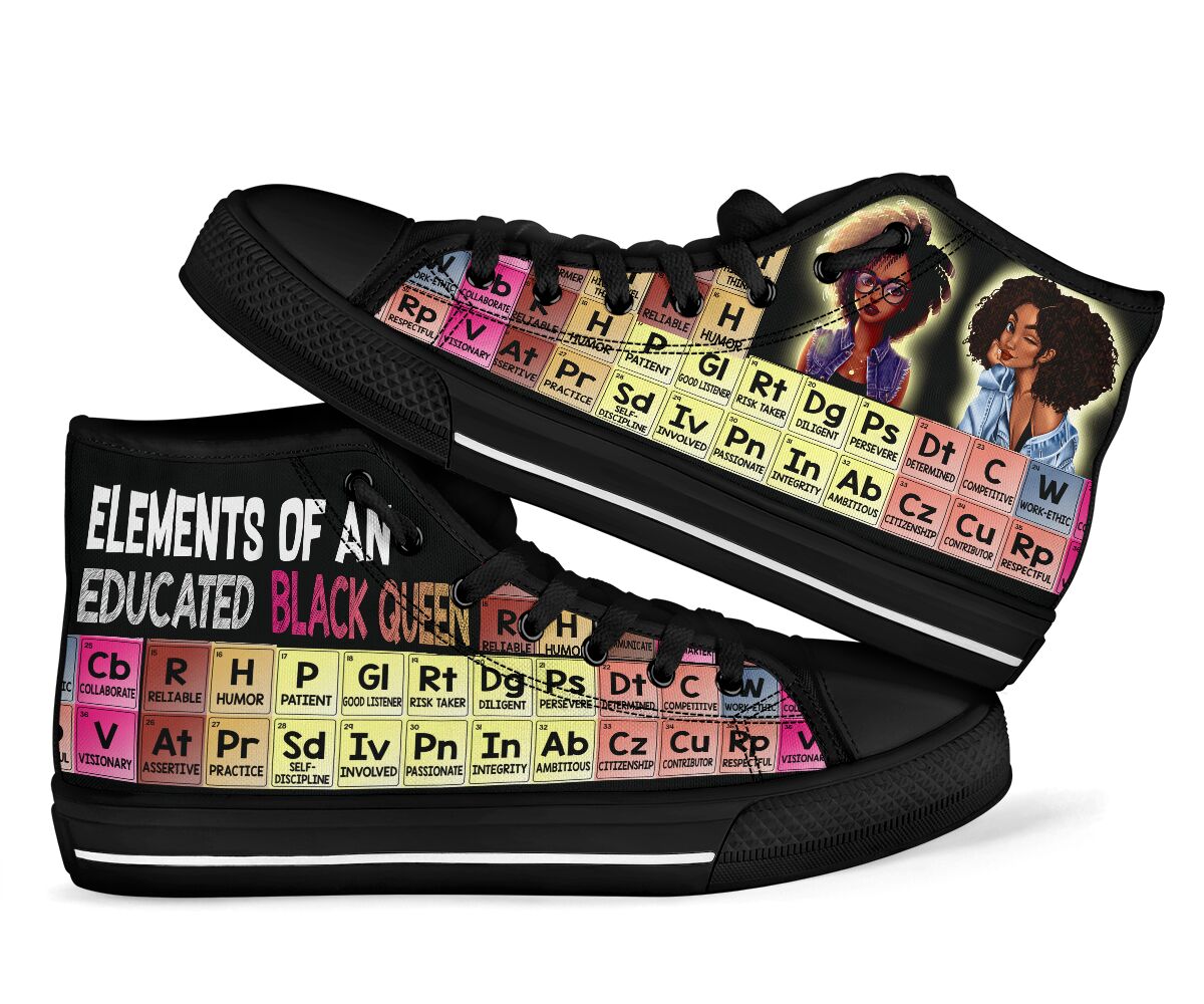 Elements Of An Educated Black Queen High Top Shoes Pic 1