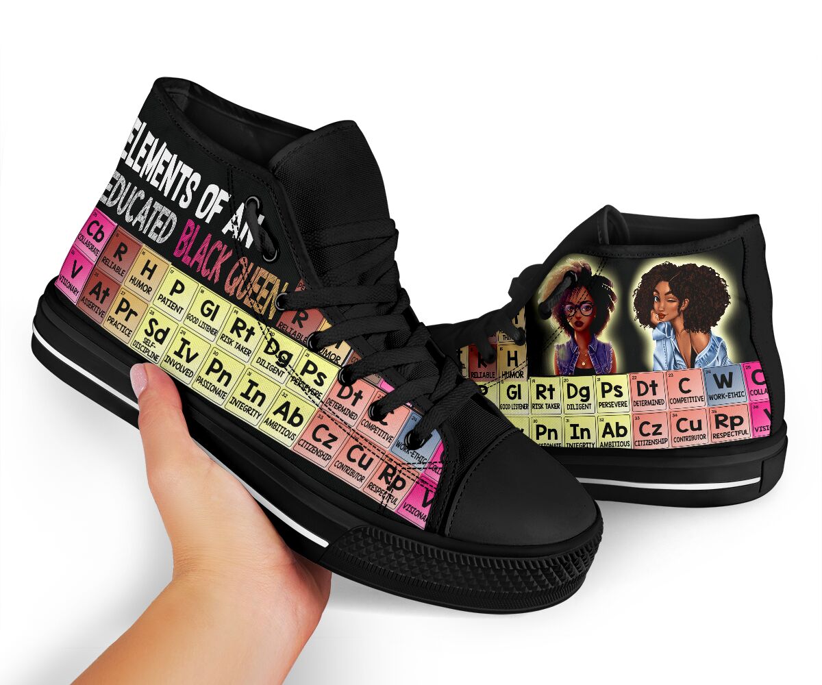 Elements Of An Educated Black Queen High Top Shoes Pic 2