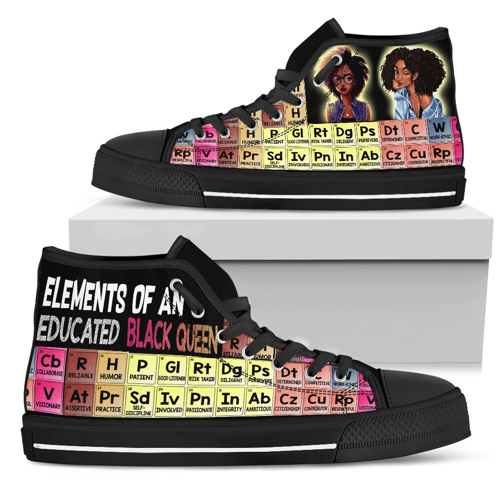 Elements Of An Educated Black Queen High Top Shoes Pic 5