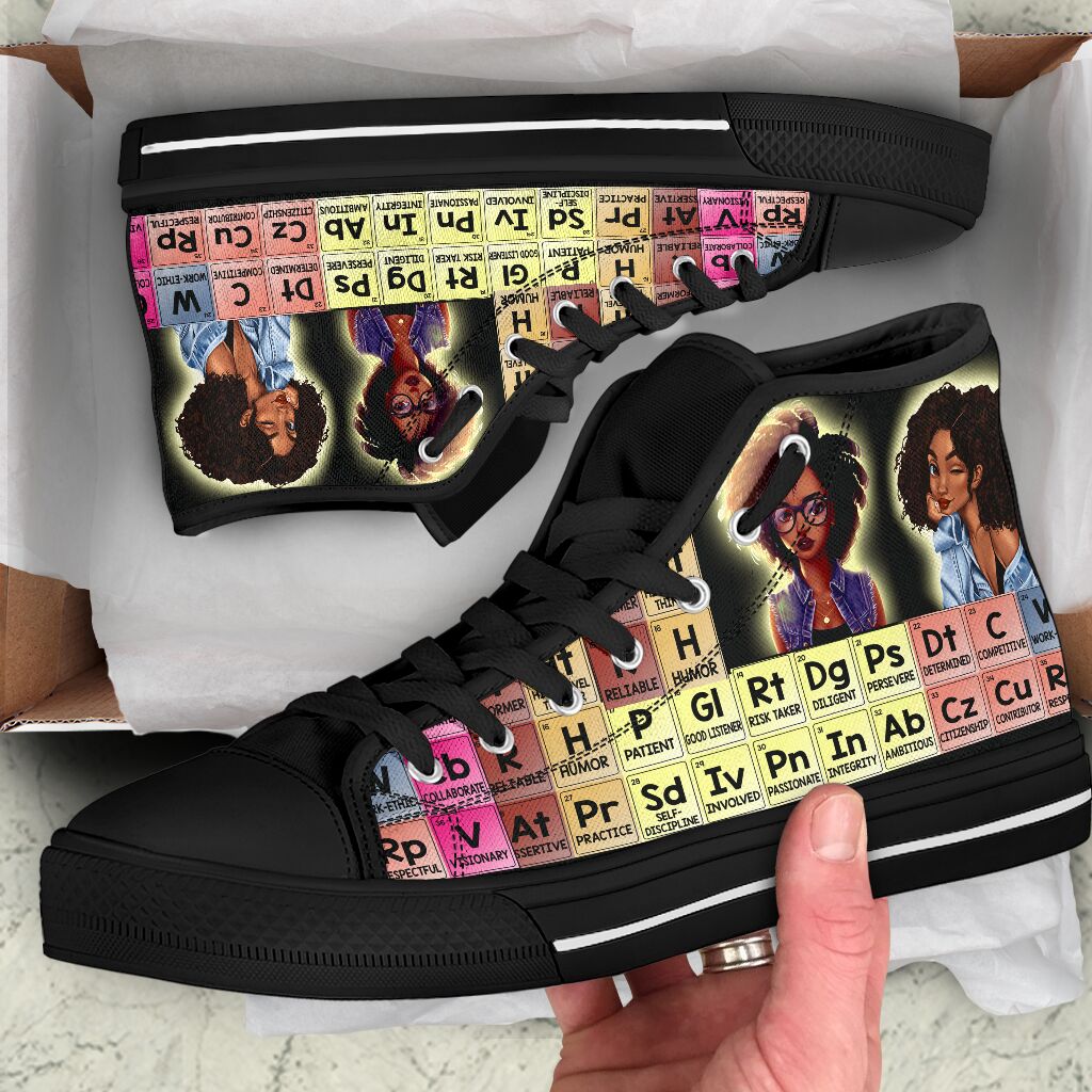 Elements Of An Educated Black Queen High Top Shoes Pic 6