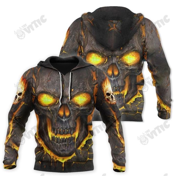 Fire 3d Skull hoodie and zip hoodie