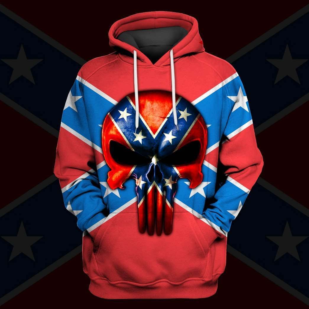 Flags of the confederate states of america skull all over print hoodie