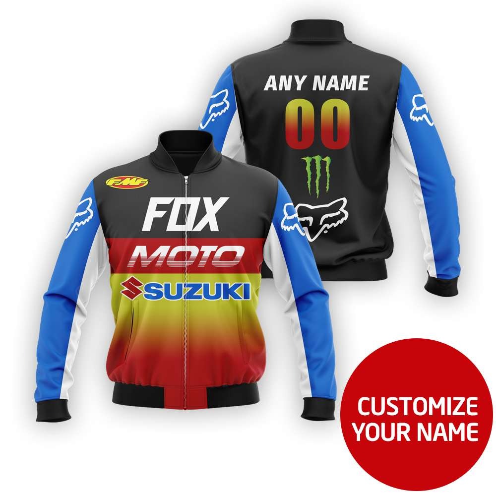Fox moto suzuki custom name 3d hoodie