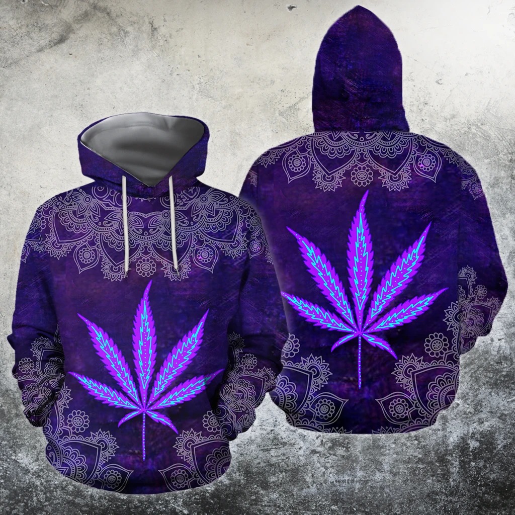 Hippie Purple Cannabis 3D All Over Printed Hoodie, shirt