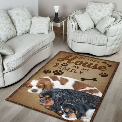 In This House We Are Family Cavalier King Charles Spaniel Rug-4