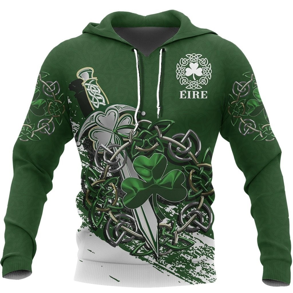 Ireland Celtic Shamrock and Sword Pullover 3D hoodie