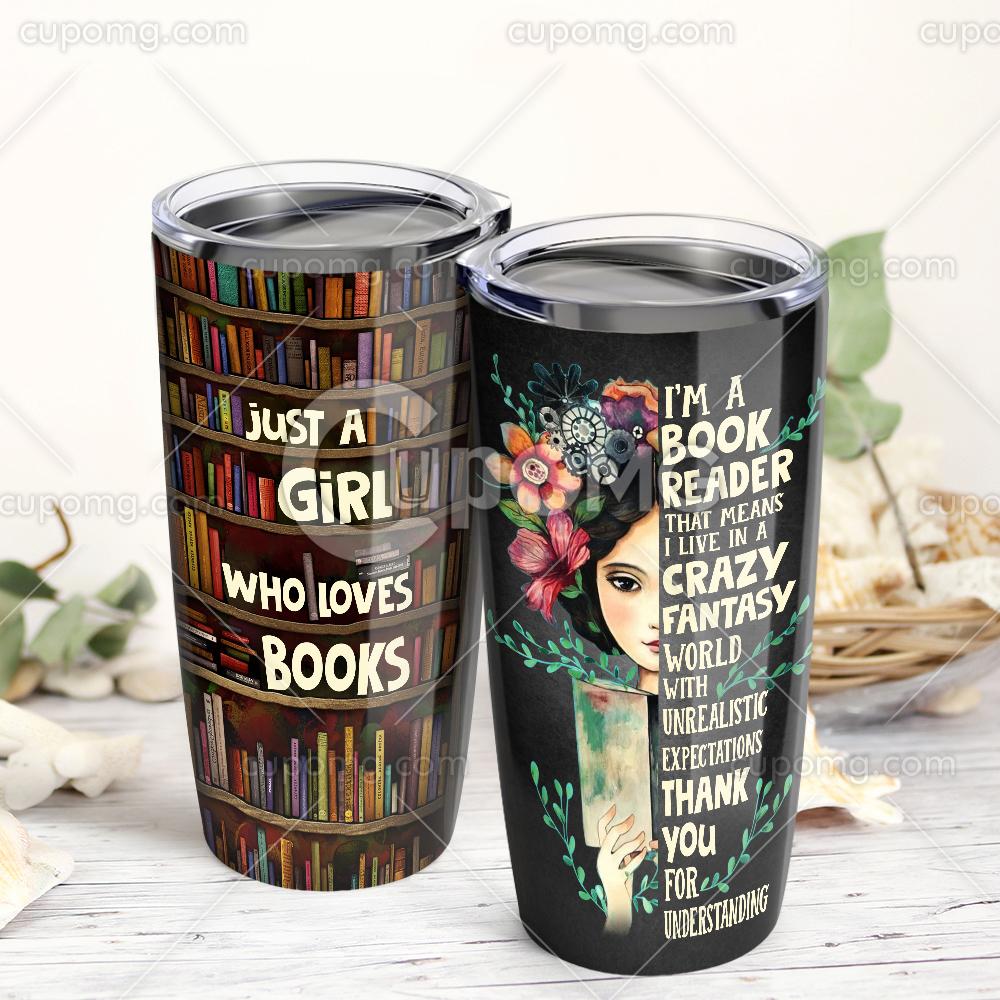 Just a girl who loves books all over print tumbler – maria