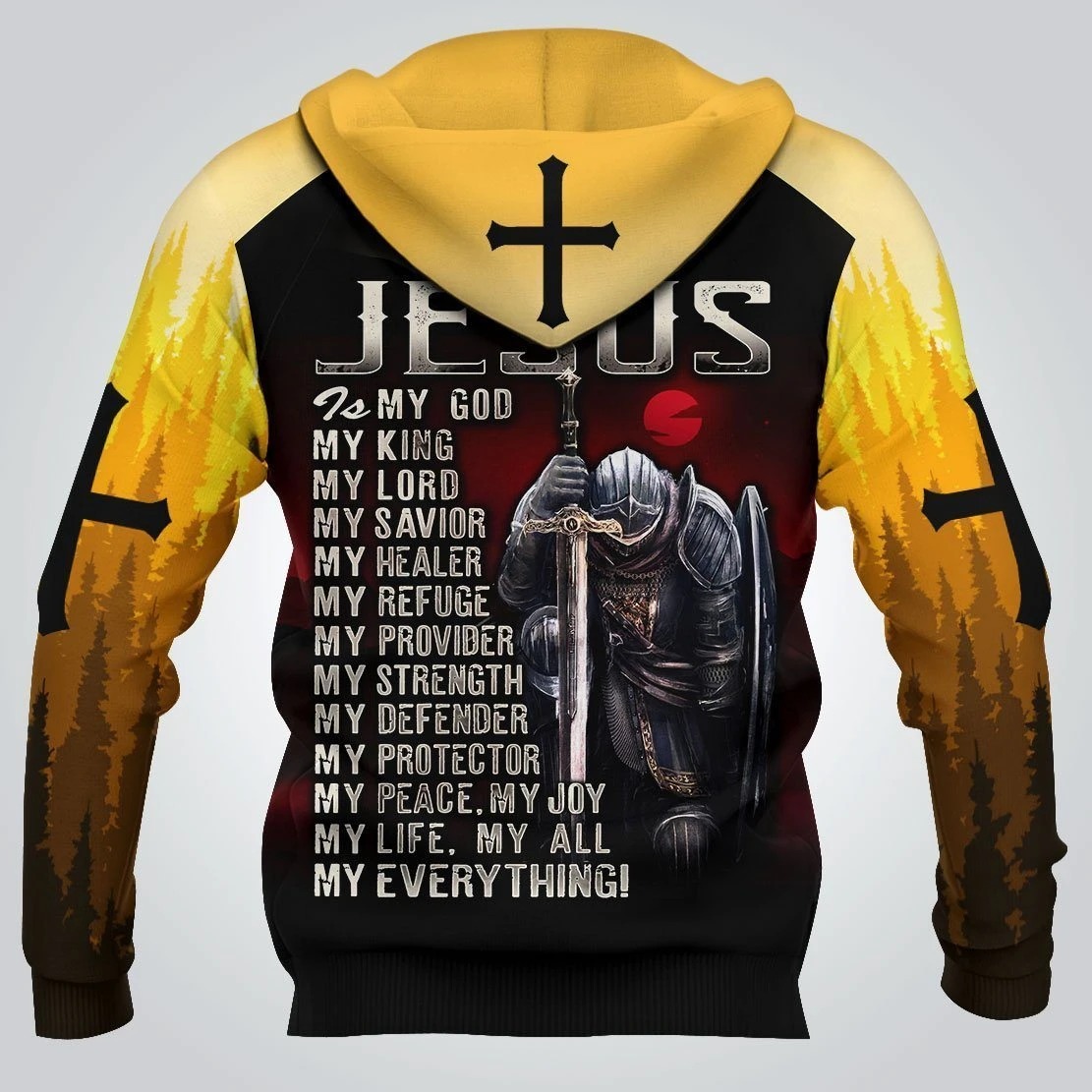 Knight Templar Jesus Lion A Child Of God 3D All Over Printed hoodie-back