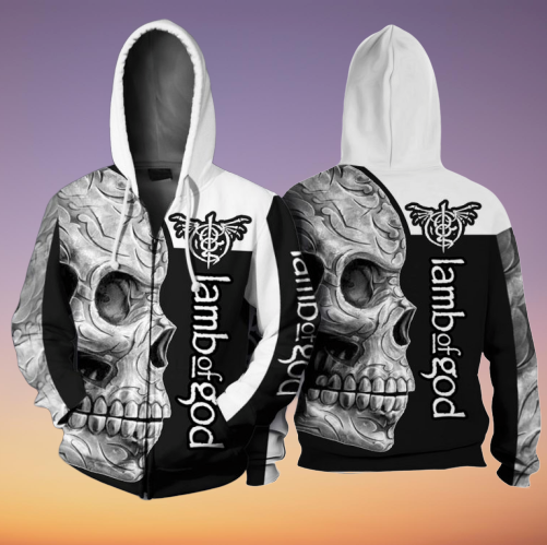 Lamb Of God skull 3d zip hoodie