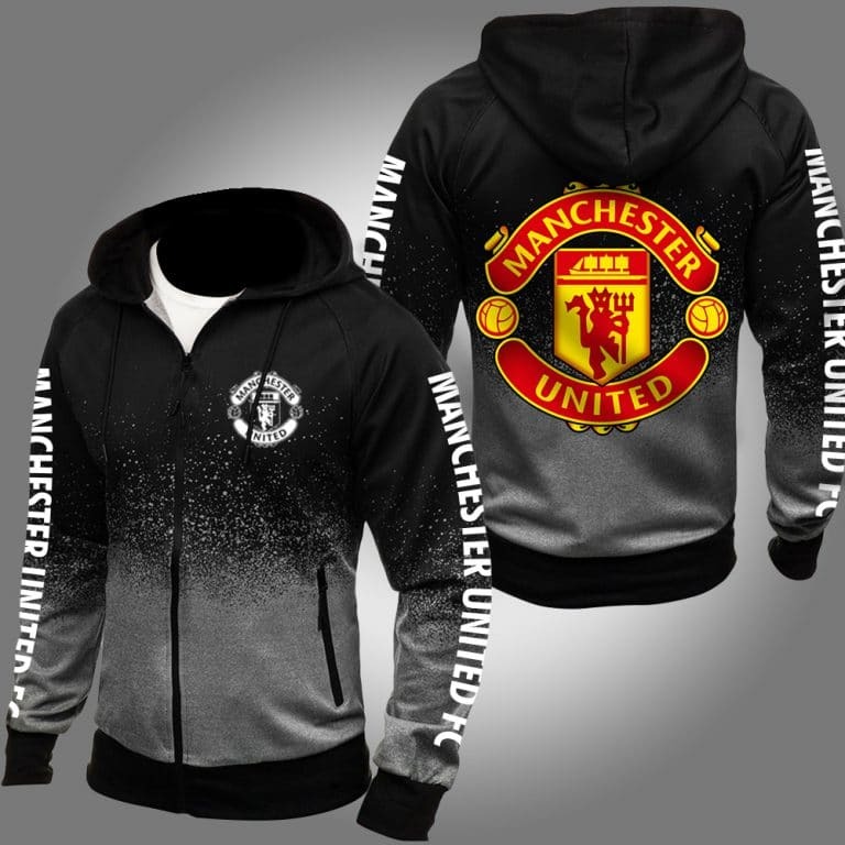 Manchester United 3d over print grey hoodie