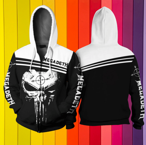 Megadeth skull 3D zip hoodie