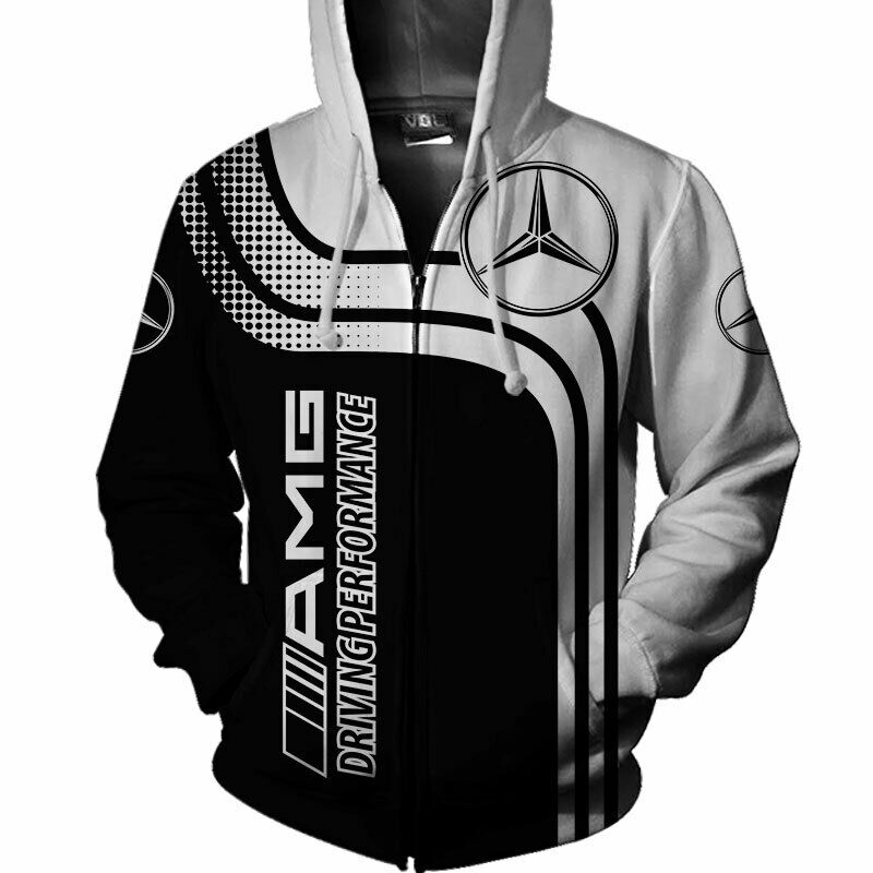Mercedes logo full printing zip hoodie