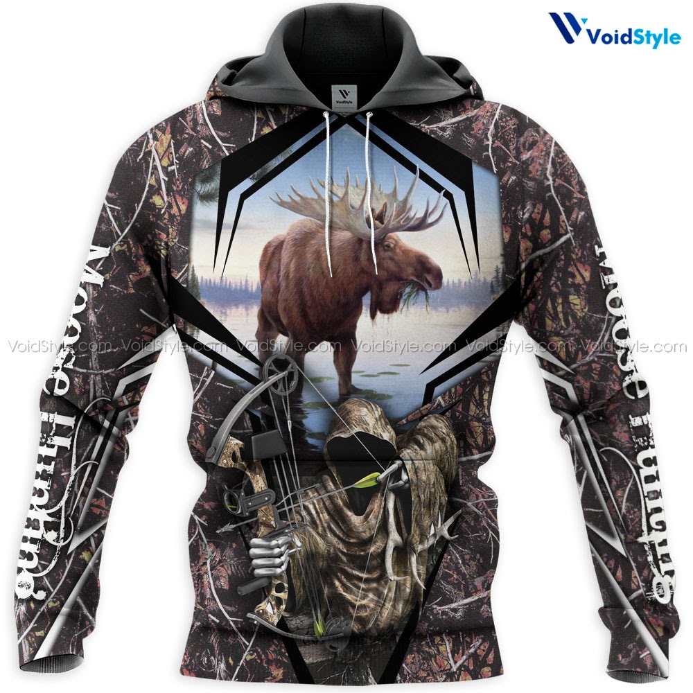 Moose hunting hunt season all over print 3D shirt- maria